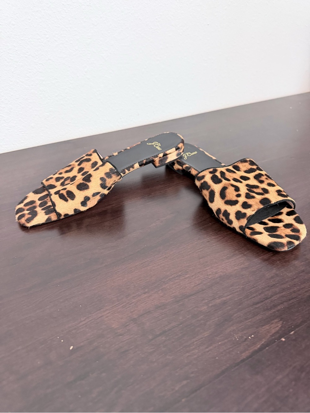 J. CREW Leopard Print Calf Hair Slide Sandals Women’s Size 9 Mule Flats NWOB - Picture 2 of 5